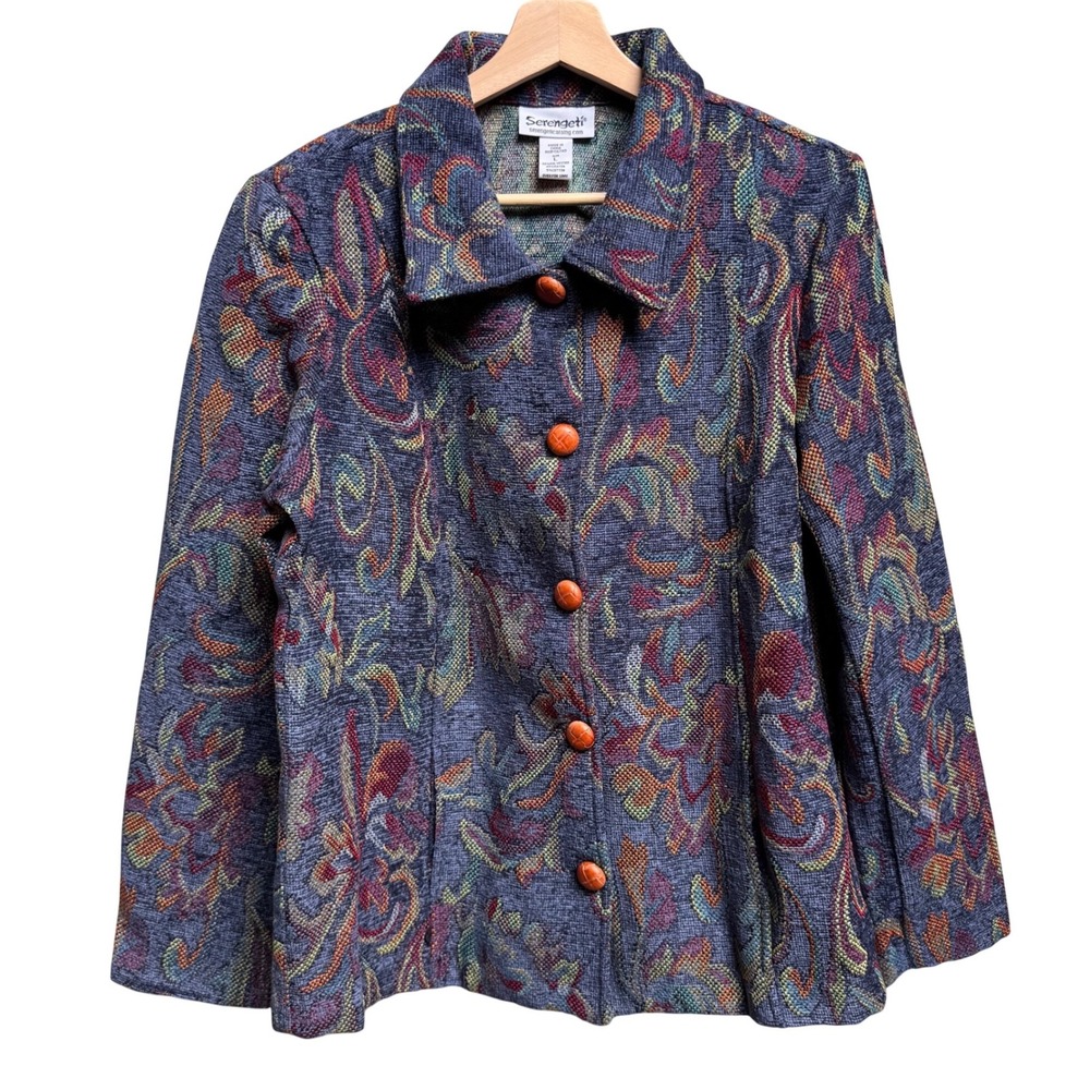 NWOT 90s Grannycore Textured Serengeti Paisley Tapestry Jacket Women Large